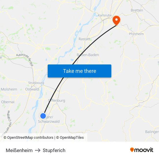 Meißenheim to Stupferich map