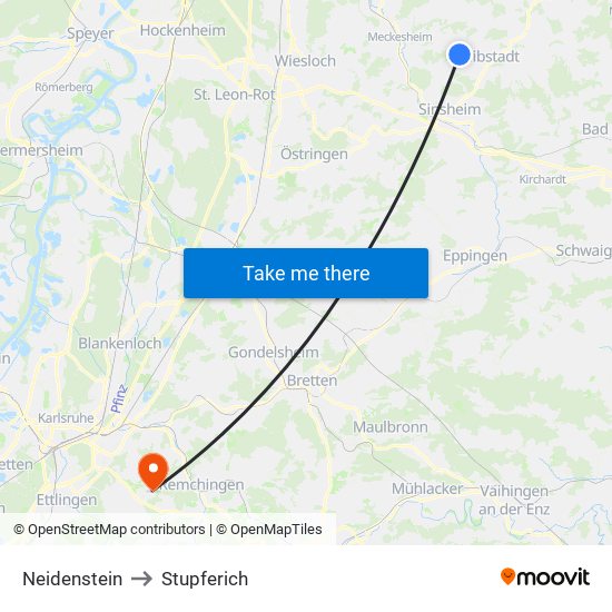 Neidenstein to Stupferich map