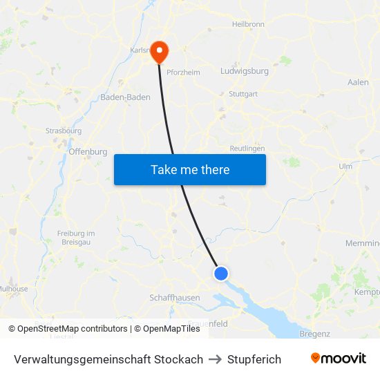 Verwaltungsgemeinschaft Stockach to Stupferich map