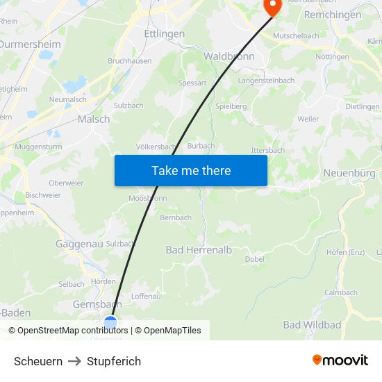 Scheuern to Stupferich map