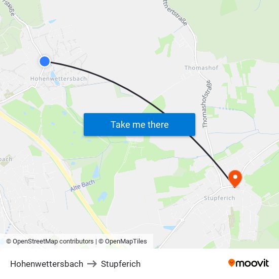 Hohenwettersbach to Stupferich map