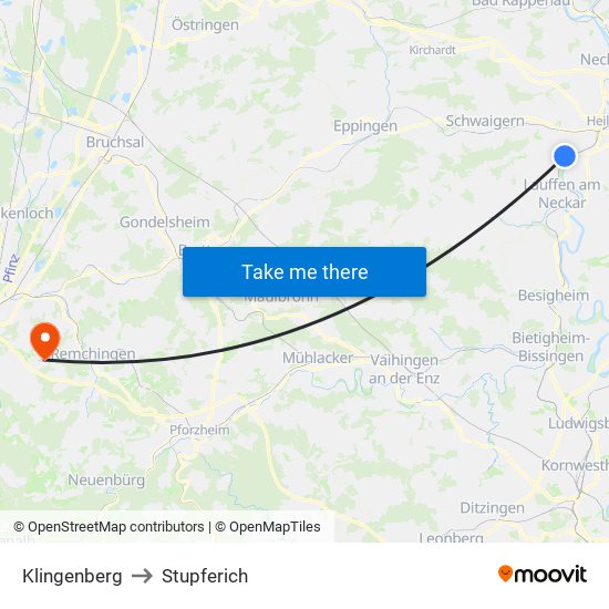 Klingenberg to Stupferich map