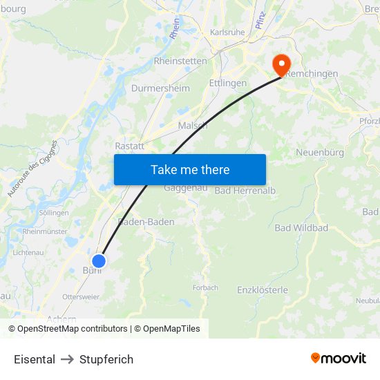 Eisental to Stupferich map