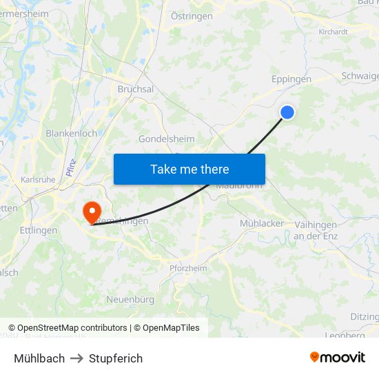 Mühlbach to Stupferich map