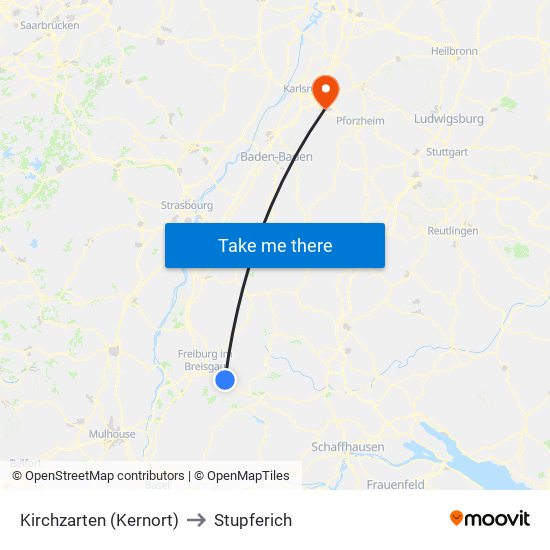 Kirchzarten (Kernort) to Stupferich map