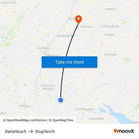 Raitenbuch to Stupferich map