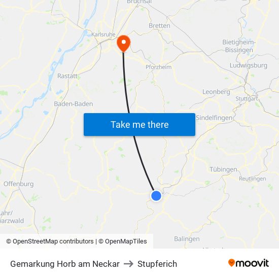 Gemarkung Horb am Neckar to Stupferich map