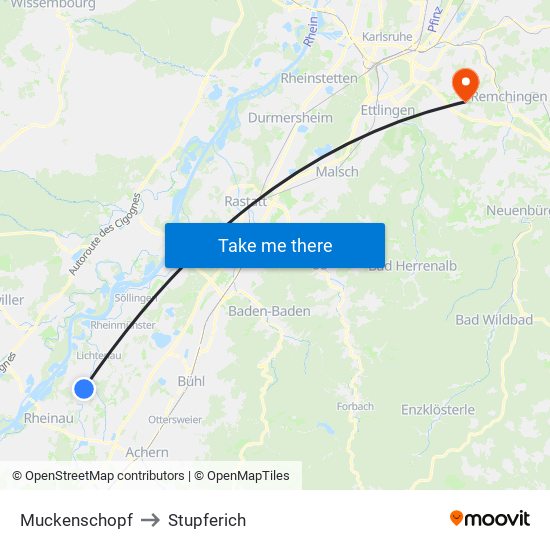 Muckenschopf to Stupferich map