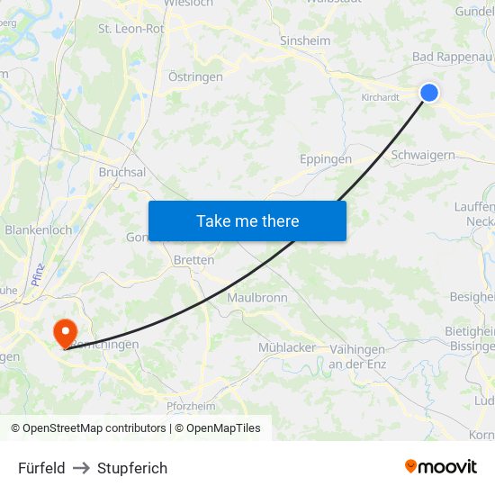 Fürfeld to Stupferich map