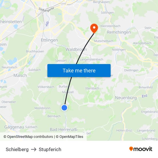Schielberg to Stupferich map