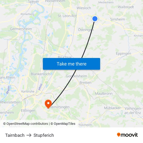 Tairnbach to Stupferich map