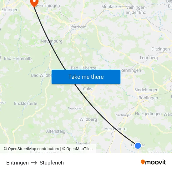 Entringen to Stupferich map