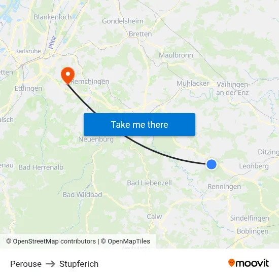 Perouse to Stupferich map