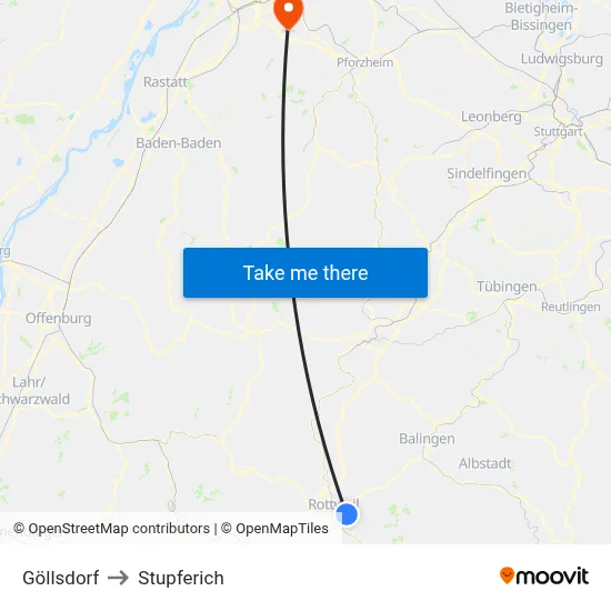 Göllsdorf to Stupferich map