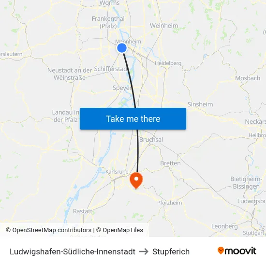 Ludwigshafen-Südliche-Innenstadt to Stupferich map
