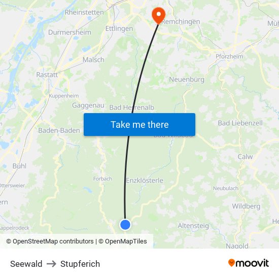 Seewald to Stupferich map