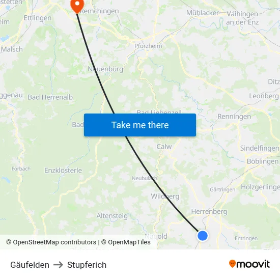 Gäufelden to Stupferich map