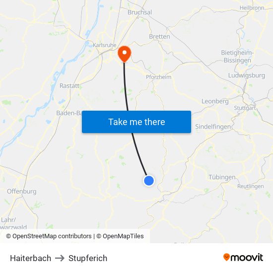 Haiterbach to Stupferich map