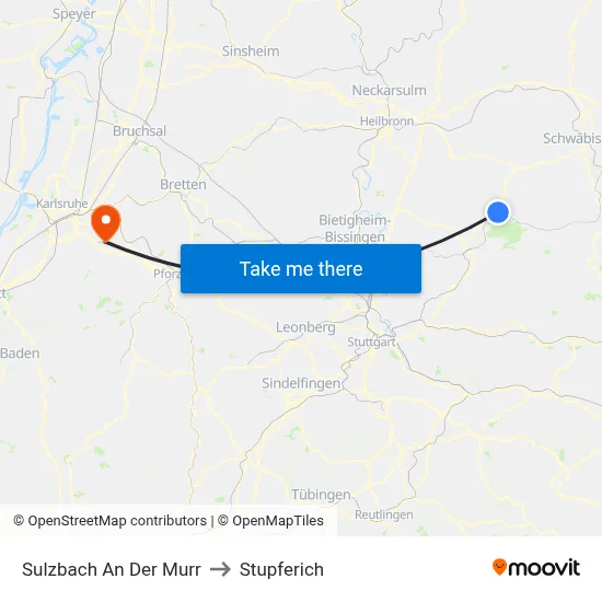 Sulzbach An Der Murr to Stupferich map