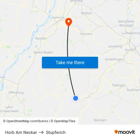 Horb Am Neckar to Stupferich map
