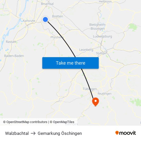 Walzbachtal to Gemarkung Öschingen map