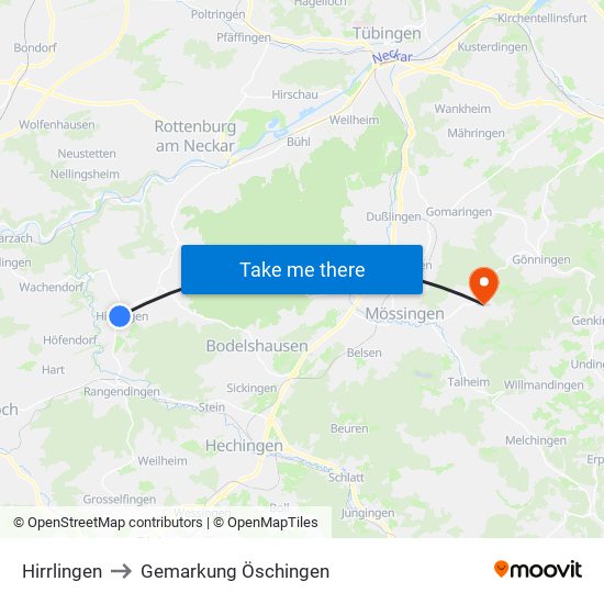 Hirrlingen to Gemarkung Öschingen map
