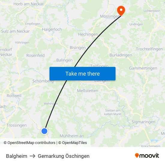 Balgheim to Gemarkung Öschingen map