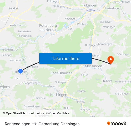 Rangendingen to Gemarkung Öschingen map