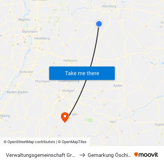 Verwaltungsgemeinschaft Grünsfeld to Gemarkung Öschingen map