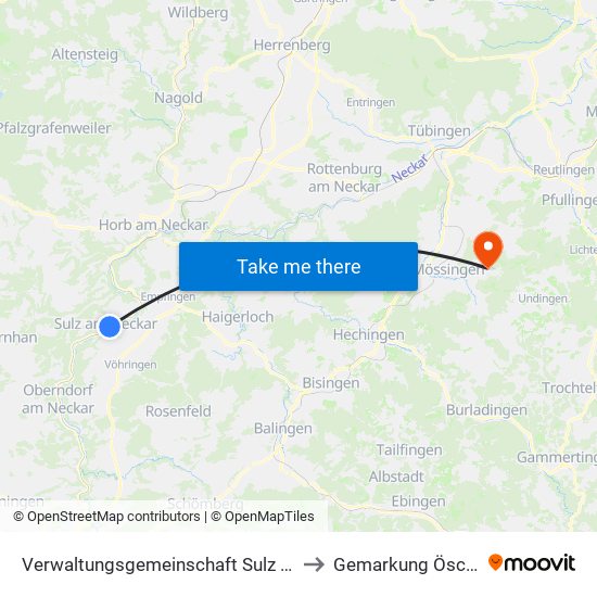 Verwaltungsgemeinschaft Sulz am Neckar to Gemarkung Öschingen map