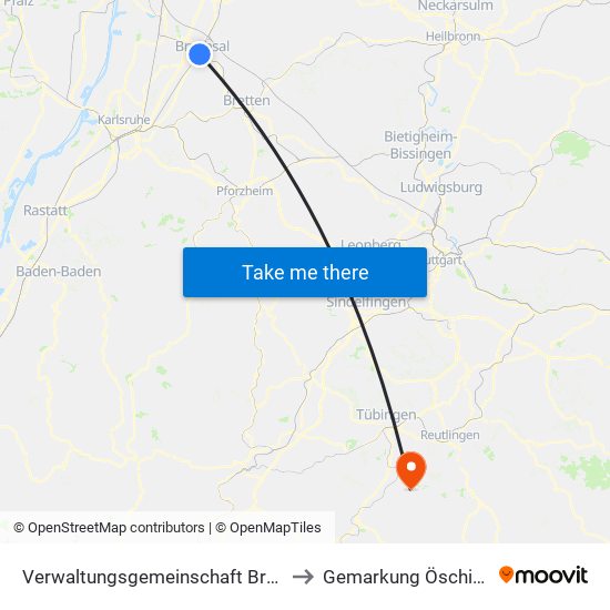 Verwaltungsgemeinschaft Bruchsal to Gemarkung Öschingen map