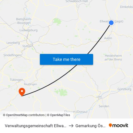 Verwaltungsgemeinschaft Ellwangen (Jagst) to Gemarkung Öschingen map