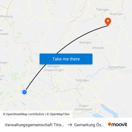 Verwaltungsgemeinschaft Titisee-Neustadt to Gemarkung Öschingen map