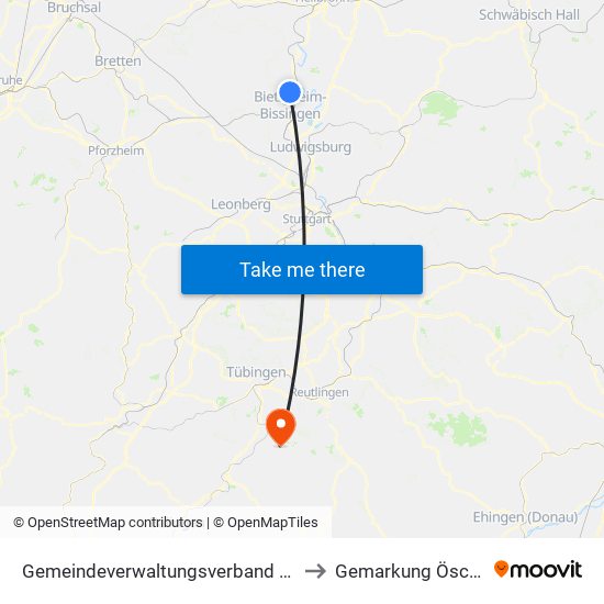 Gemeindeverwaltungsverband Besigheim to Gemarkung Öschingen map