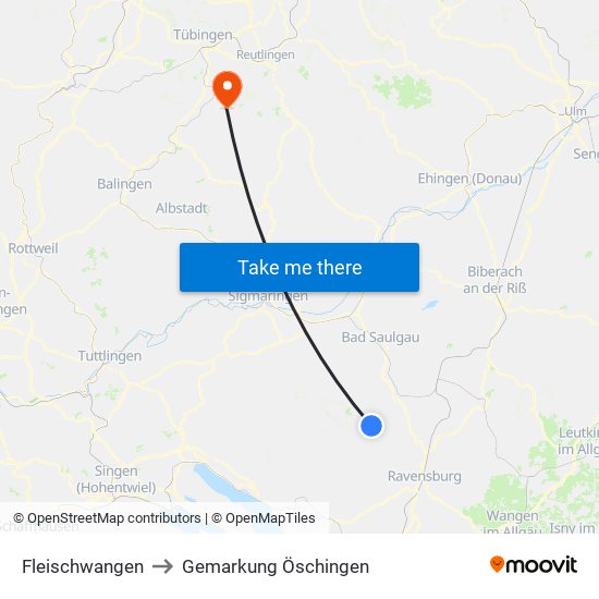 Fleischwangen to Gemarkung Öschingen map