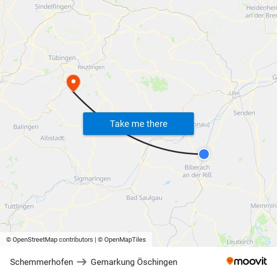 Schemmerhofen to Gemarkung Öschingen map