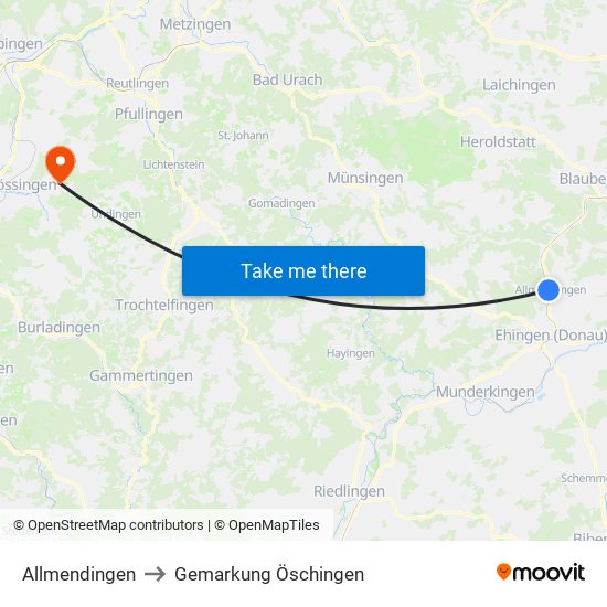 Allmendingen to Gemarkung Öschingen map