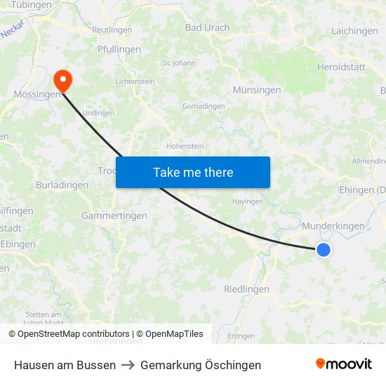 Hausen am Bussen to Gemarkung Öschingen map