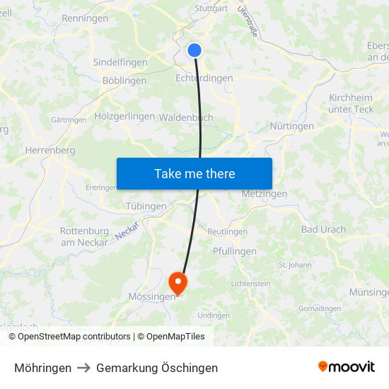 Möhringen to Gemarkung Öschingen map