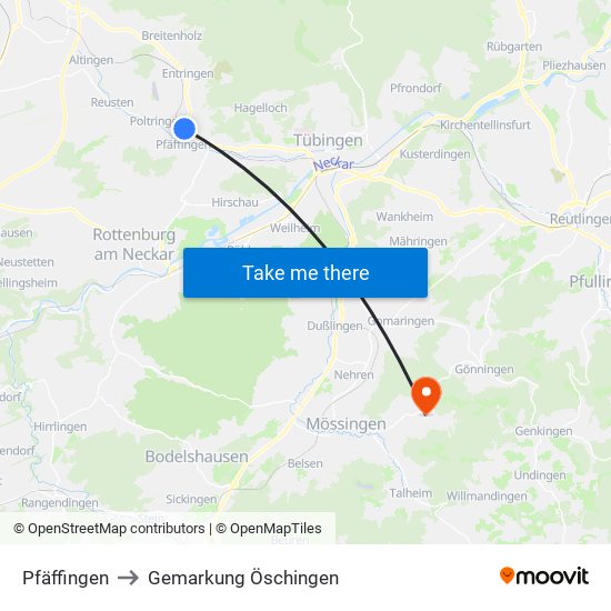 Pfäffingen to Gemarkung Öschingen map