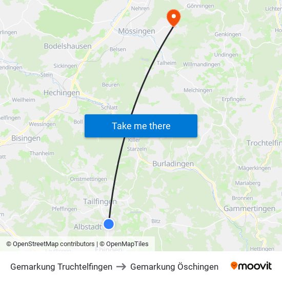 Gemarkung Truchtelfingen to Gemarkung Öschingen map