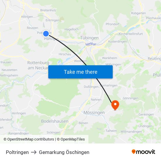 Poltringen to Gemarkung Öschingen map