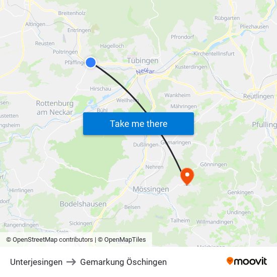 Unterjesingen to Gemarkung Öschingen map