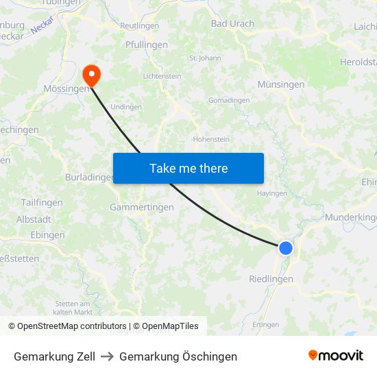 Gemarkung Zell to Gemarkung Öschingen map