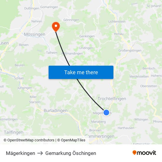 Mägerkingen to Gemarkung Öschingen map