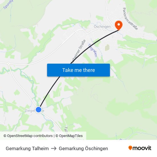 Gemarkung Talheim to Gemarkung Öschingen map