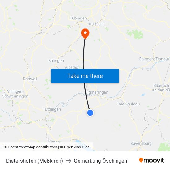 Dietershofen (Meßkirch) to Gemarkung Öschingen map