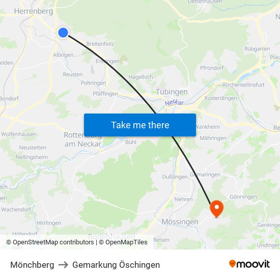 Mönchberg to Gemarkung Öschingen map