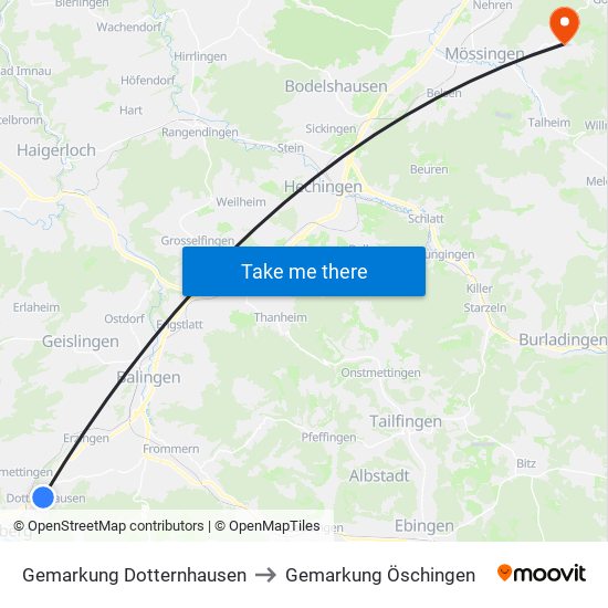 Gemarkung Dotternhausen to Gemarkung Öschingen map