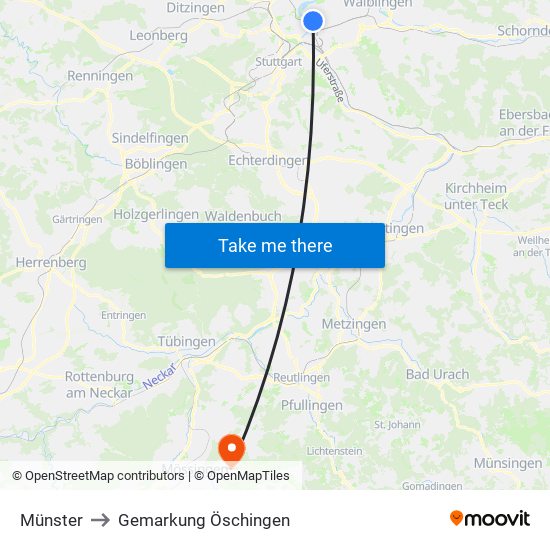 Münster to Gemarkung Öschingen map
